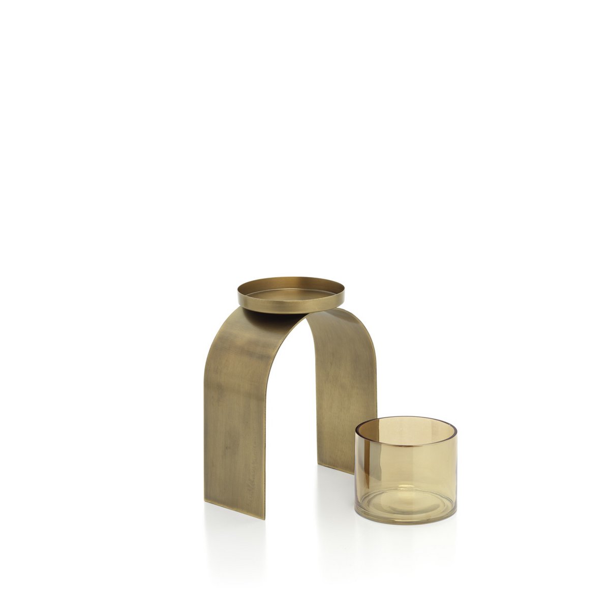 Bow Glow tealight holder, brass - set of 2
