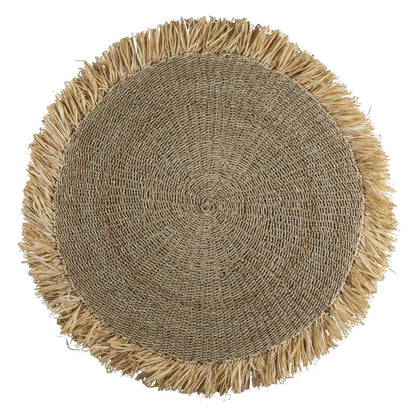 Round seagrass rug with raffia fringe Ø100 cm – Dasa