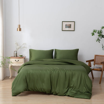 Bamboo duvet cover, 200×220 cm, Deep Moss – button closure