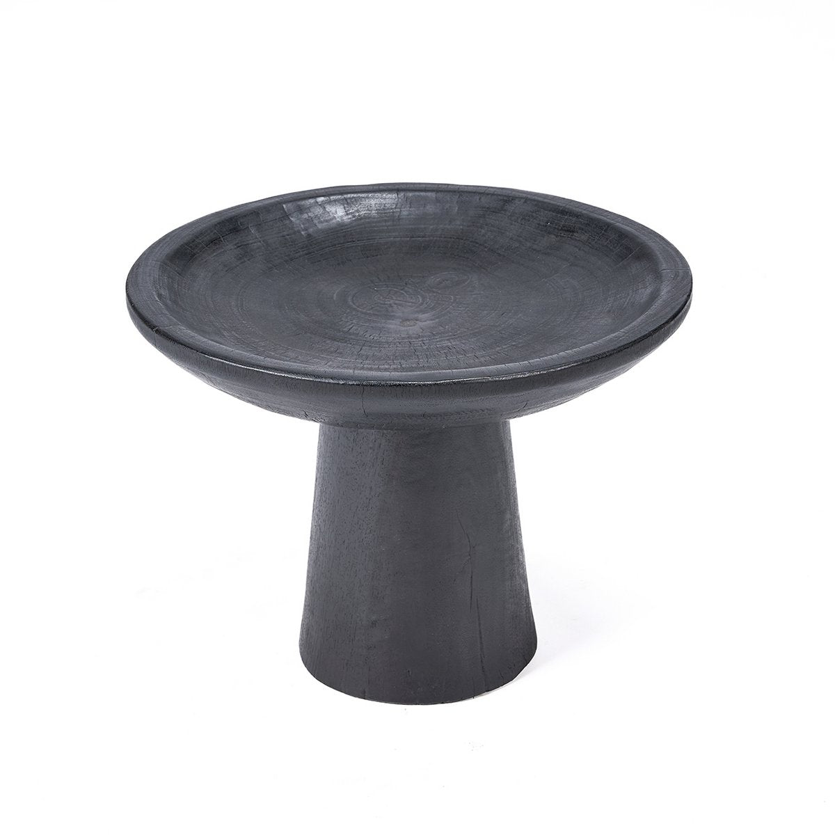 Mango wood pedestal tray - Black, 35 cm