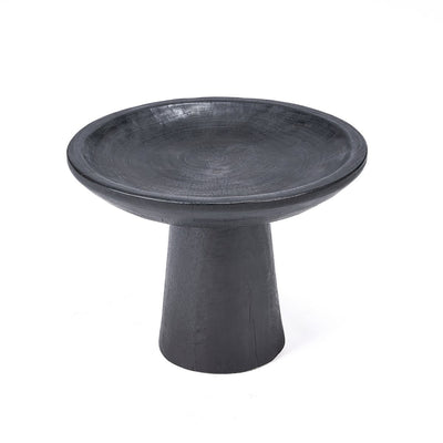Mango wood pedestal tray - Black, 35 cm
