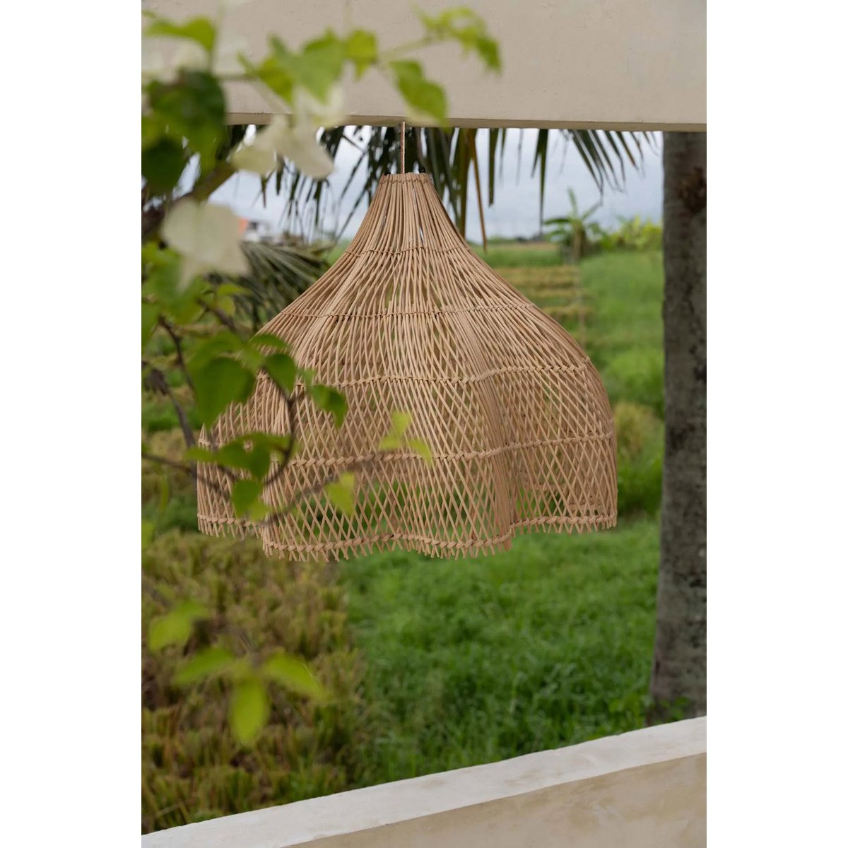 Pendelleuchtenschirm aus Naturrattan 60 cm – handgeflochten Whipped