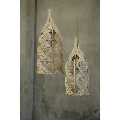 Høj pendel i rattan, 30 × 70 cm – flaskesilhuet