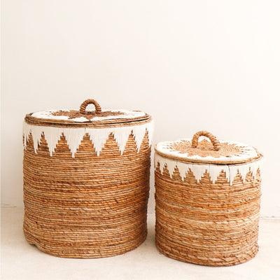 Wäschesammler Jute mit Deckel EMPAT L – ø 42 × 40 cm