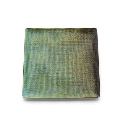 Ceramic square dinner plate, 25 cm - lagoon
