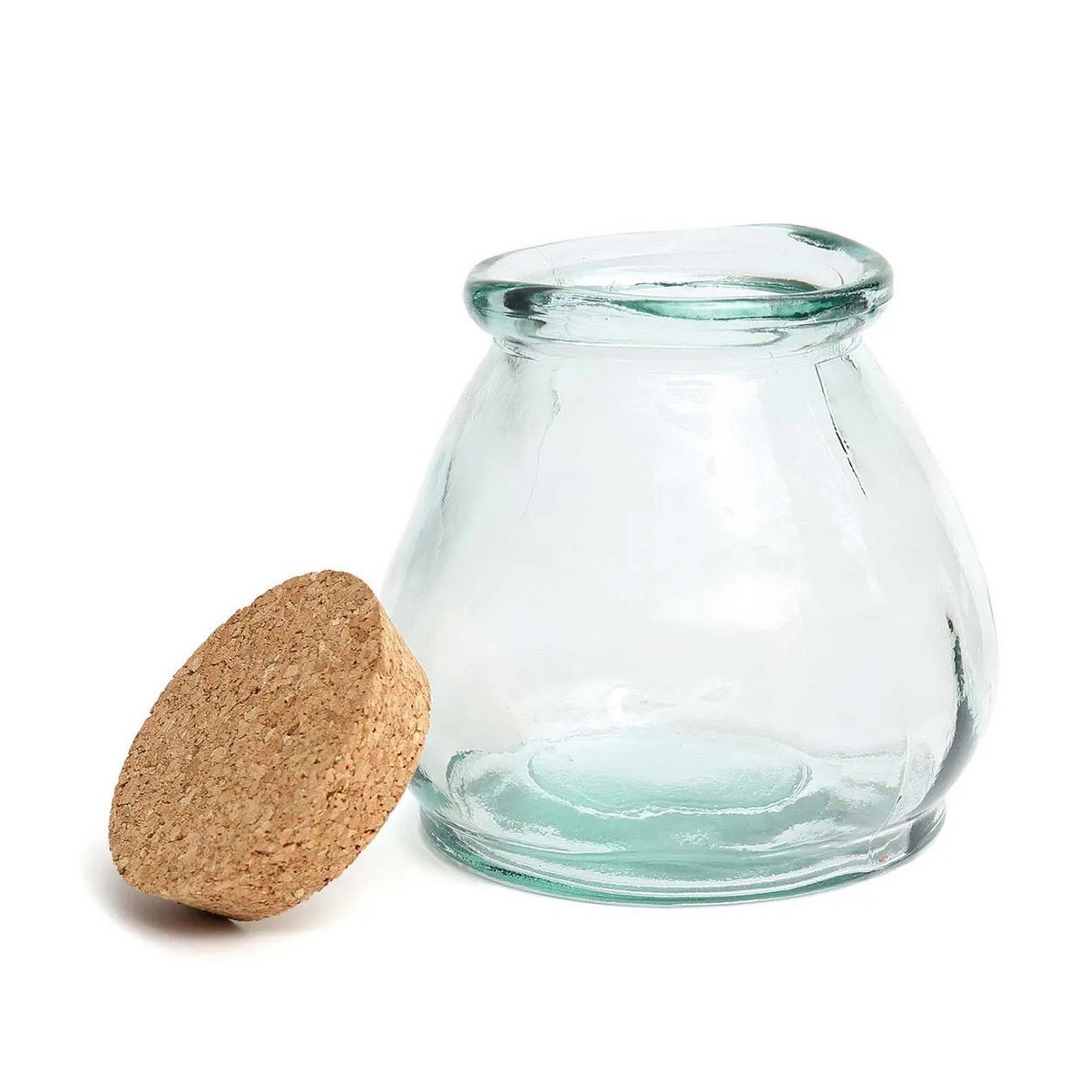 Recycled glass jar, rounded - blue - M