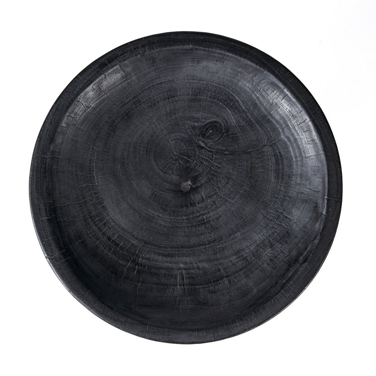 Mango wood pedestal tray - Black, 35 cm