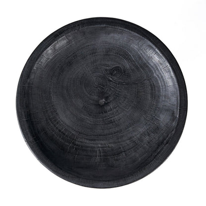 Mango wood pedestal tray - Black, 35 cm
