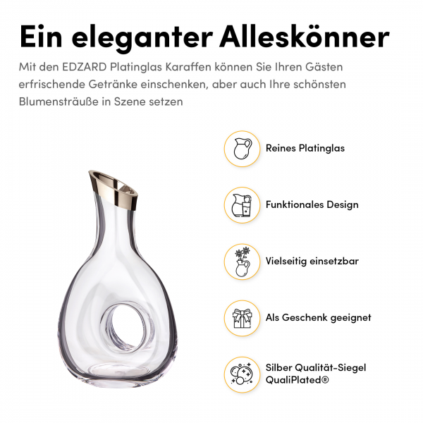 Kristalldekanter Gordon mit Platinrand – 1,2 L