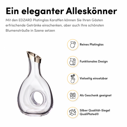 Kristalldekanter Gordon mit Platinrand – 1,2 L