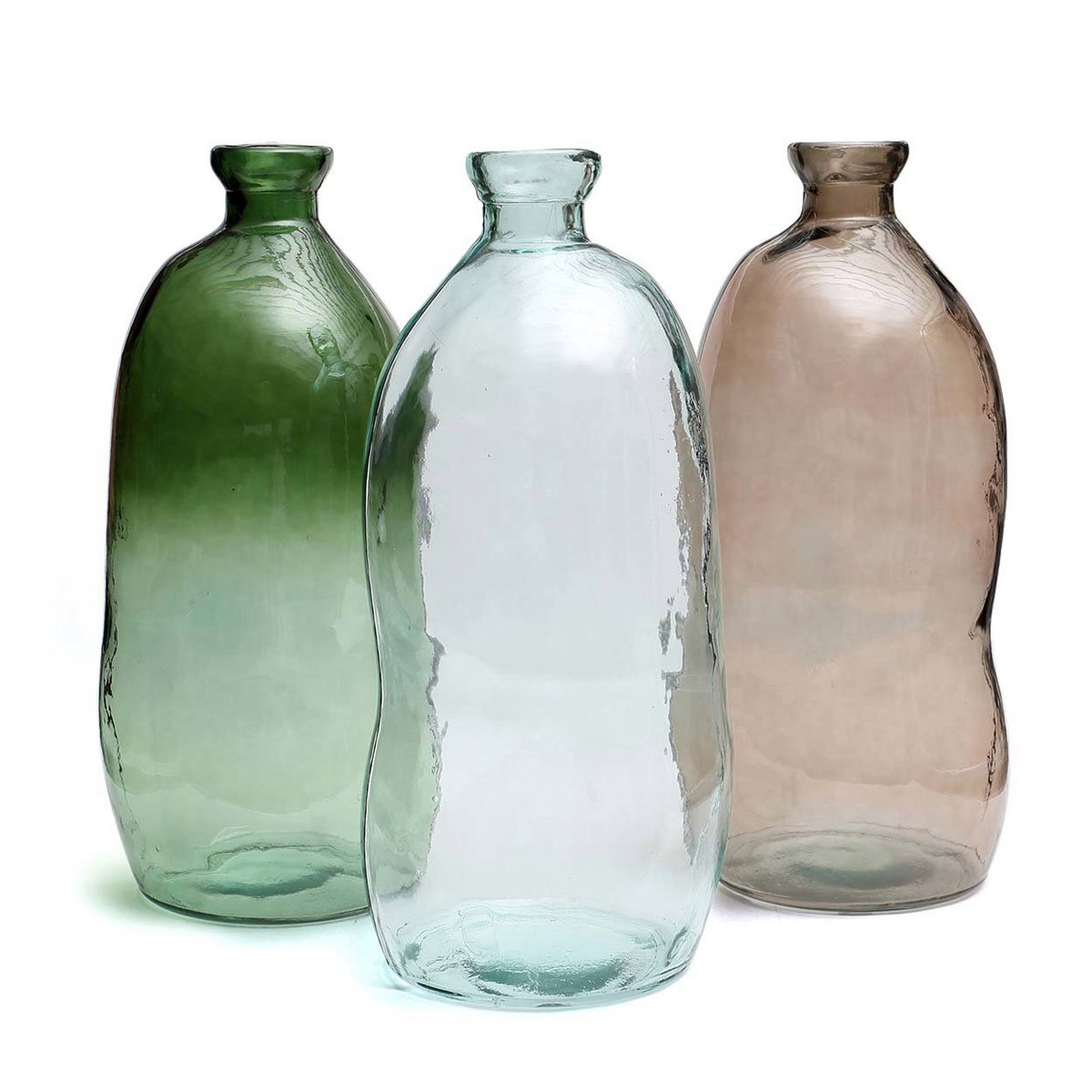 Glasvase, grün, 73 cm - skulpturale Flaschenform