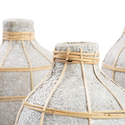 Terrakotta-Vase mit Rattandetail - L