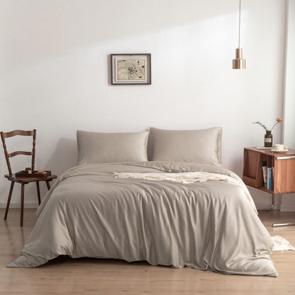 Bamboo bedding set, soft taupe, single - 400TC
