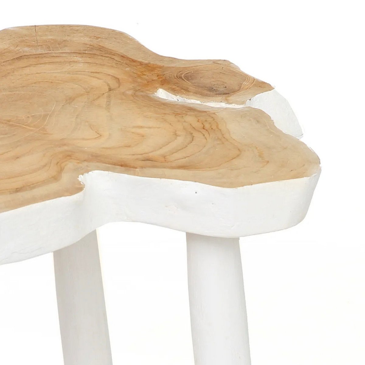 Organic wood side table 45×40 cm - natural white, Indonesia