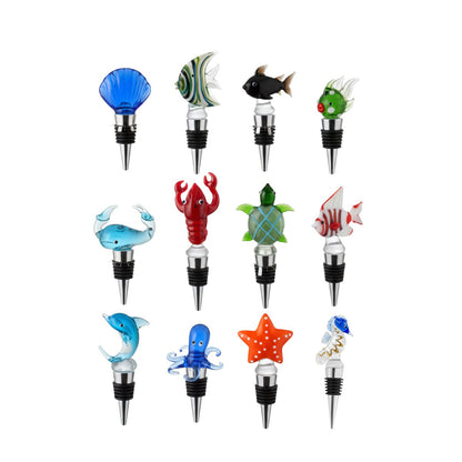 Glass bottle stoppers, set of 12 - sea theme