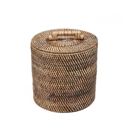 Rattan storage bin, low - Natural brown