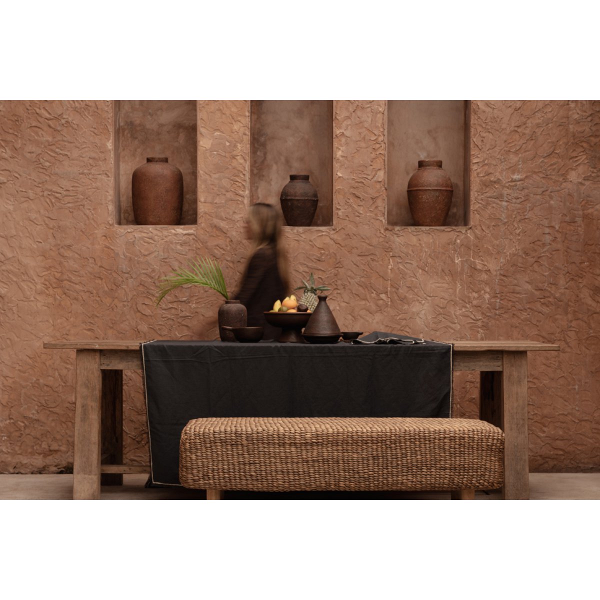 Linen tablecloth, black - 150×300 cm