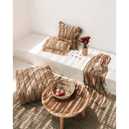 Raffiakissenbezug 30×50 cm – handgewebt, Natur-Beige