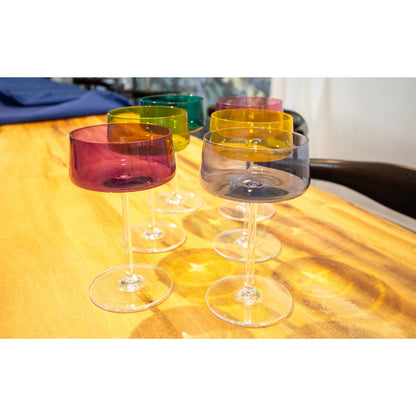 Multifarvede champagneglas 230 ml – sæt med 6