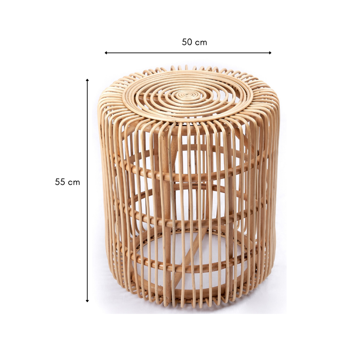 Runder Rattan-Beistelltisch Ø50 cm × 55 cm hoch – Alamaya