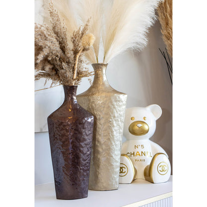 Aluminum vase, brown, 17 × 40.5 cm