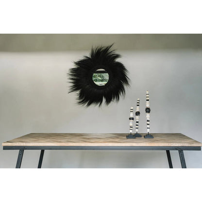 Glass mirror with grass frame, round, 70 cm - Simba