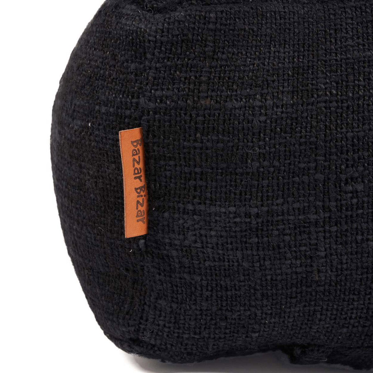Cotton pouffe, black - 60 × 60 × 25 cm