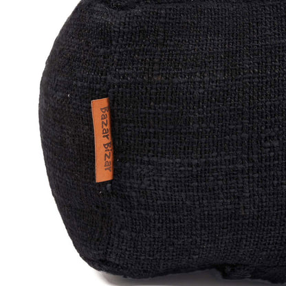 Cotton pouffe, black - 60 × 60 × 25 cm