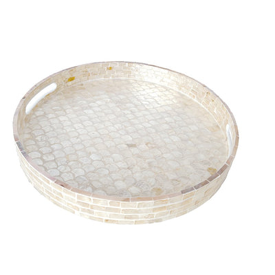 Pearl-white serving tray 40 × 40 cm – made in Vietnam