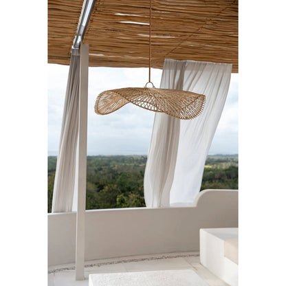 Rattan pendellampeskærm 75×20 cm – natur, håndlavet