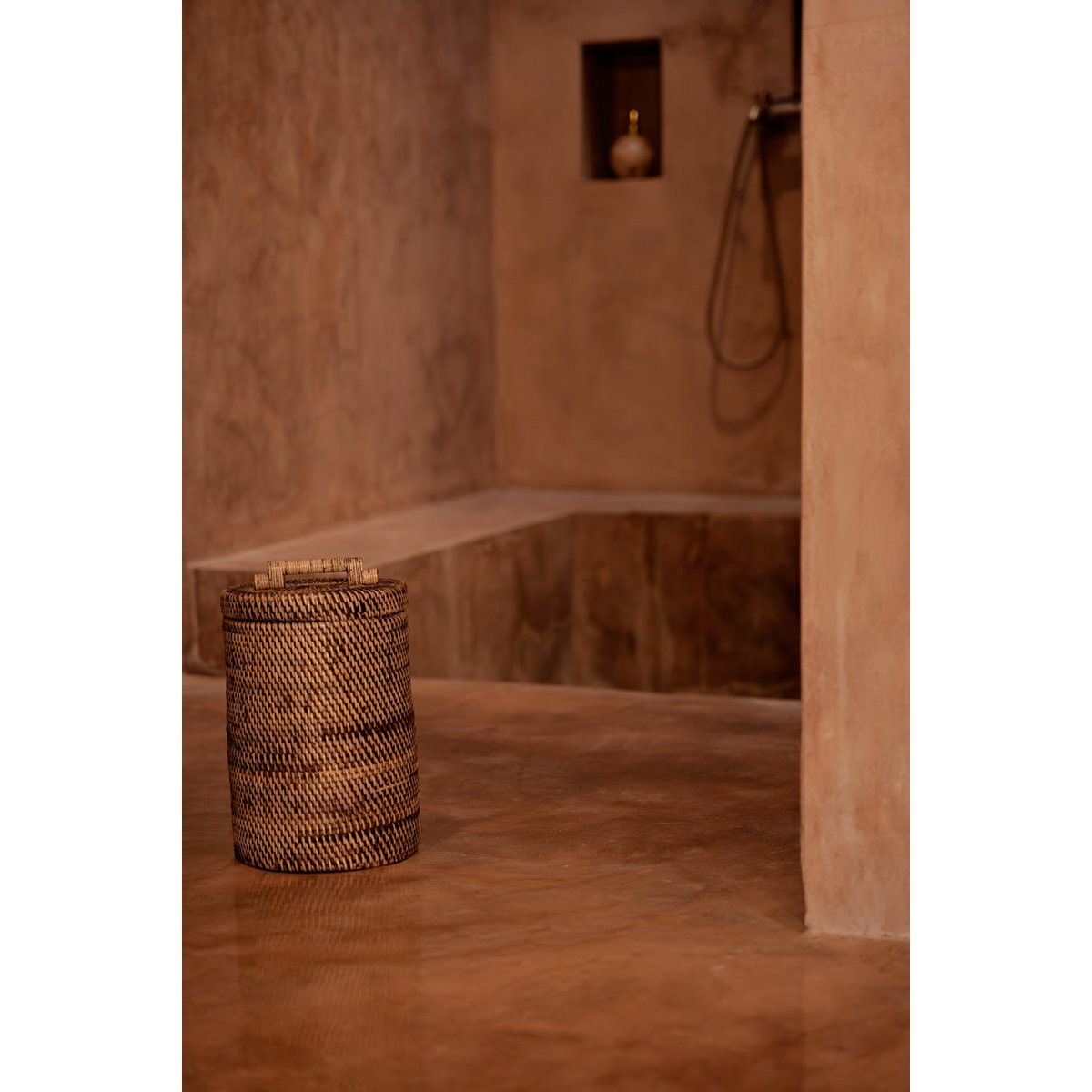 Rattan bin 20 × 37 cm high - natural brown