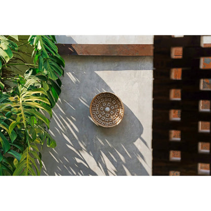 Grass wall circle with cowrie shells, round, 42 cm - Caribe