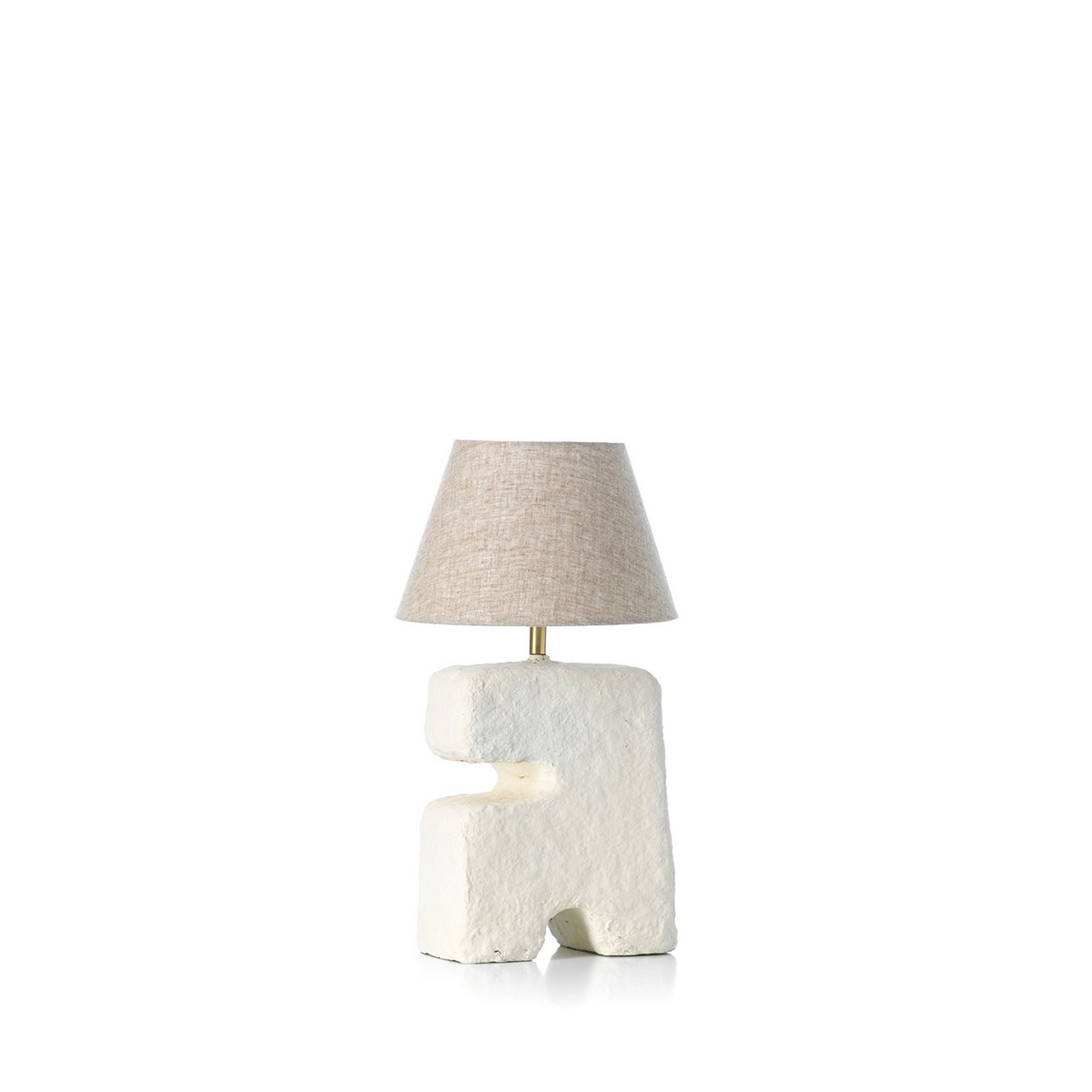 Papier-mâché table lamp, white, small - handmade