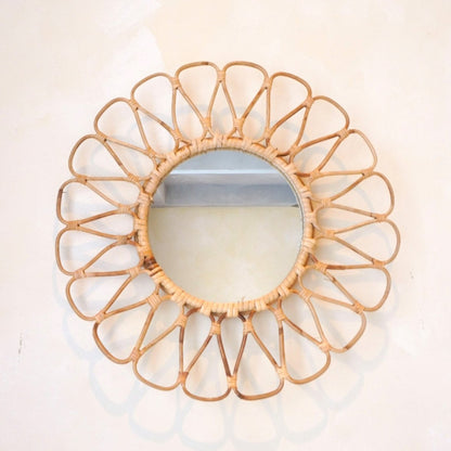 Rattan round wall mirror 38 cm DANAU – handmade