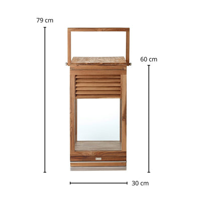Teak lantern Vegas, nickel-plated steel - 60 cm