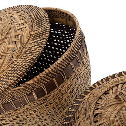Rattan storage basket, round - Natural brown