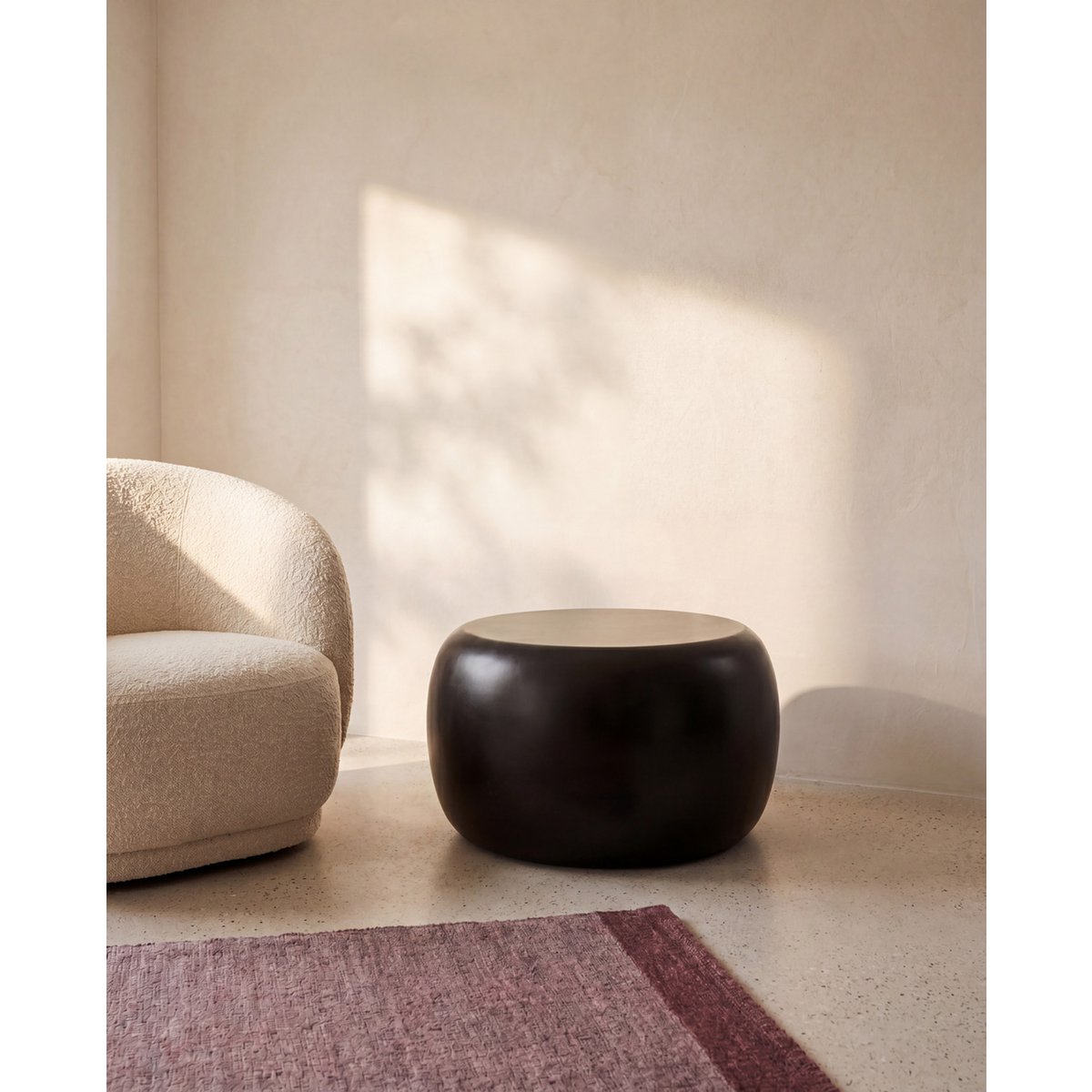 Mat polyresin sidebord - Sort 70 cm