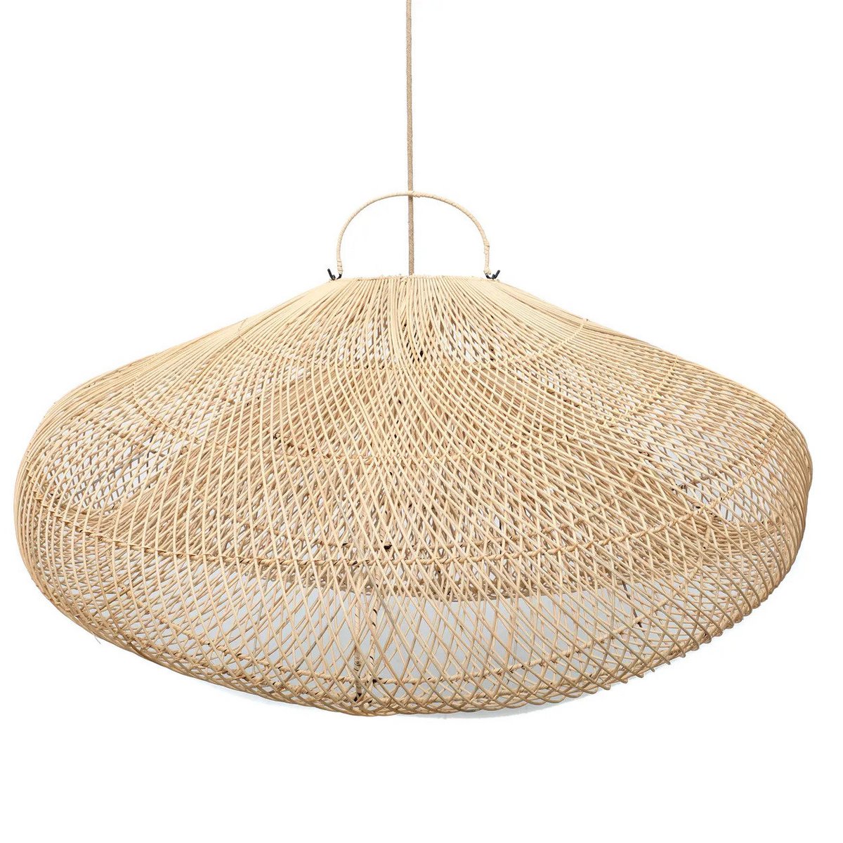 Overdimensioneret sky-pendel i rattan 127 × 62 cm – håndvævet