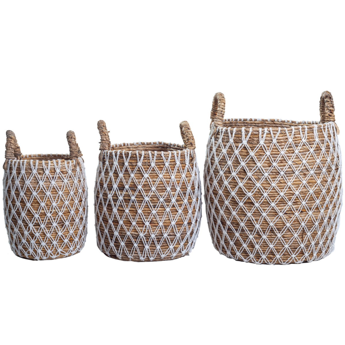 Opbevaringskurv i søgræs & bomuld KUBU M – ø32 × 30 cm