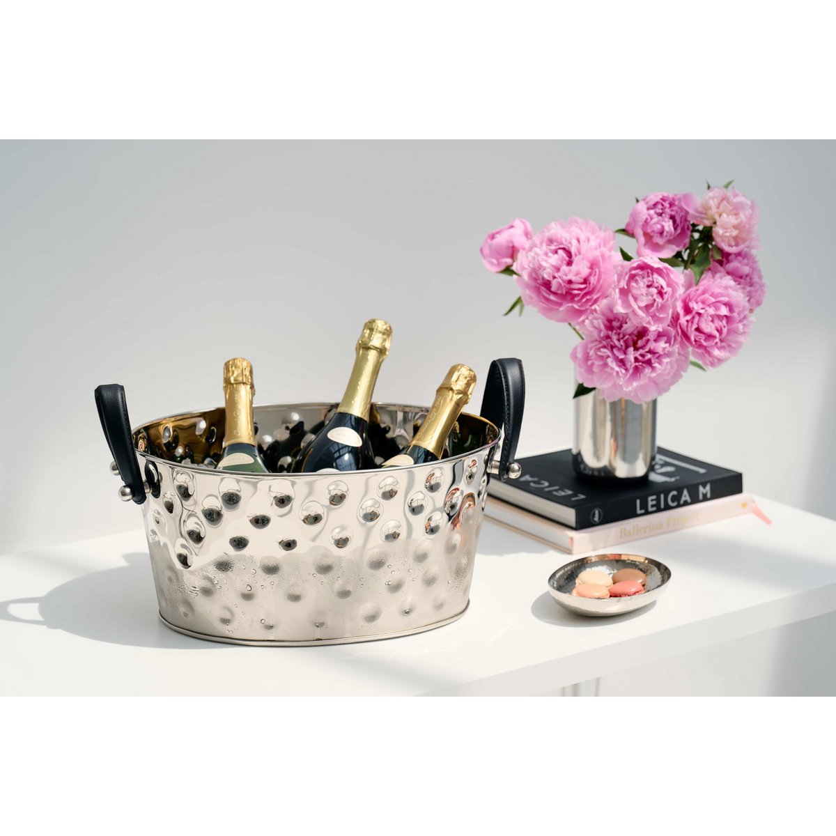 Champagnekøler i rustfrit stål, hamret - 39×29 cm