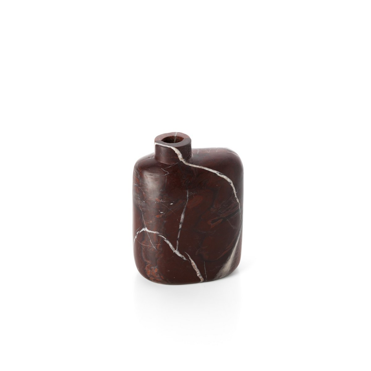 Marmorvase, weinrot, skulptural – Niedrig