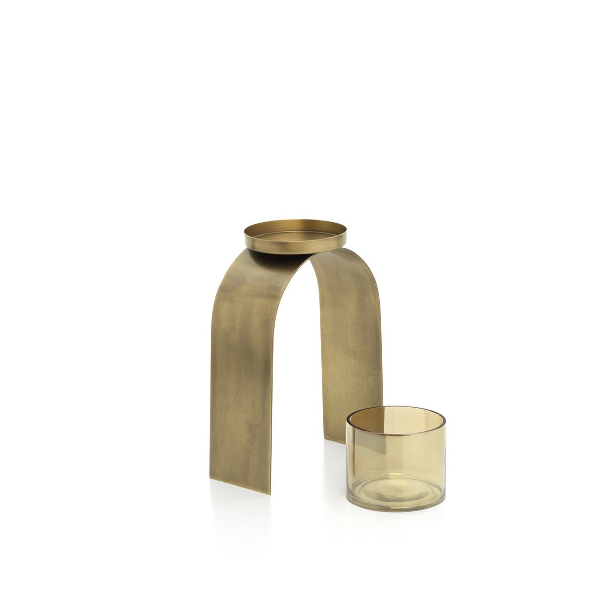 Bow Glow tealight holder, brass - set of 2