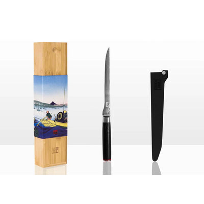 Damascus fillet knife 200 mm - wood handle