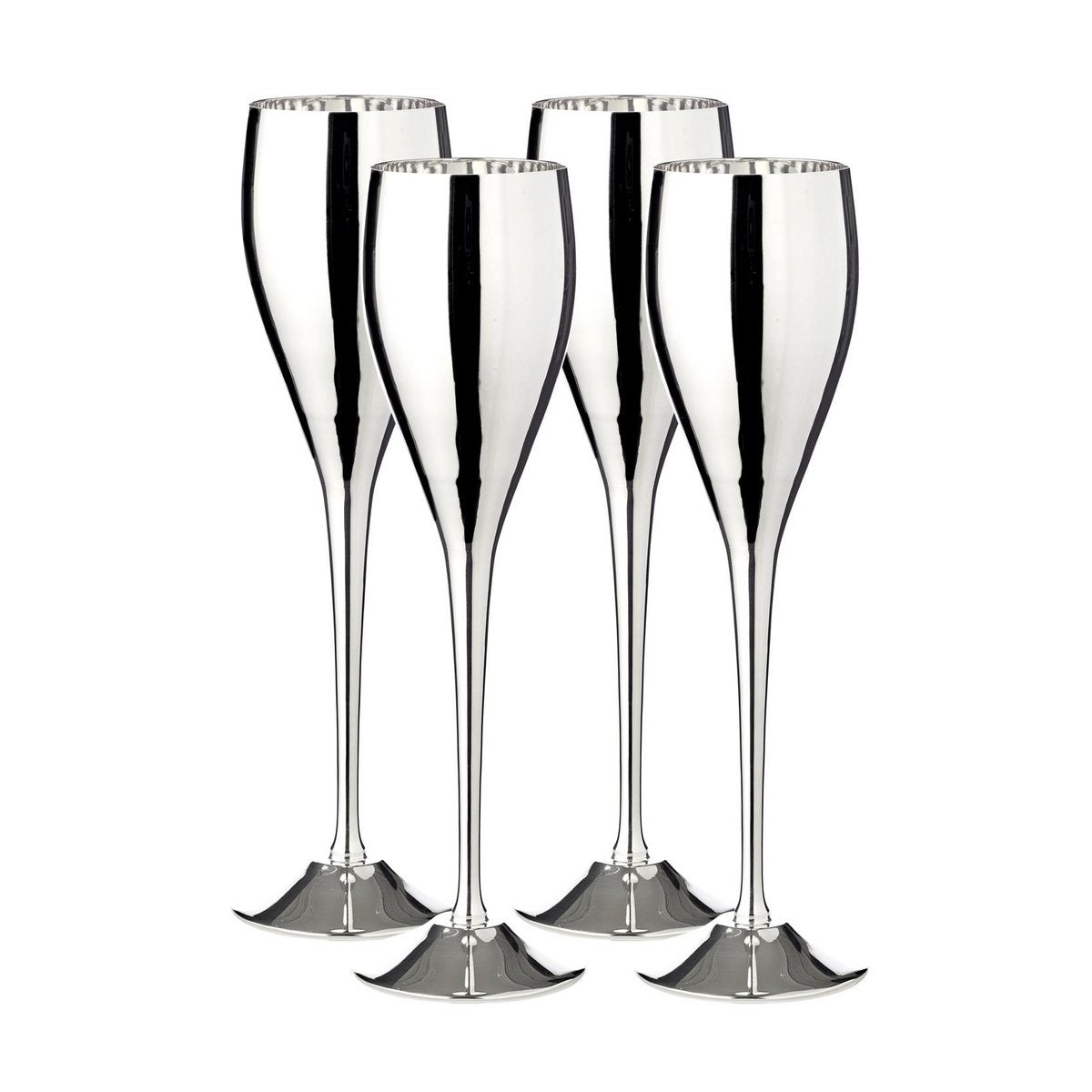Champagneglas i messing, sæt med 4, 23 cm – forsølvet