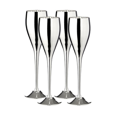 Brass champagne flutes set of 4, 23 cm - silver-plated