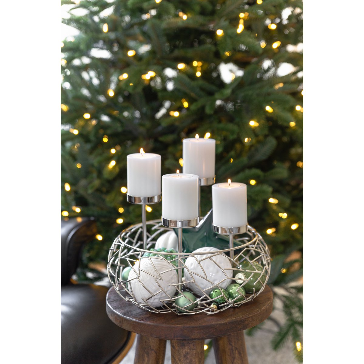 Stainless steel advent wreath 30 cm - Milano