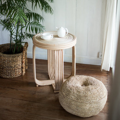 Raffia pouf TELU Ø60 cm - coconut fiber & cotton fill