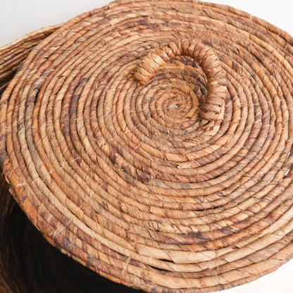 Banana fibre laundry basket OMBAK with lid - brown