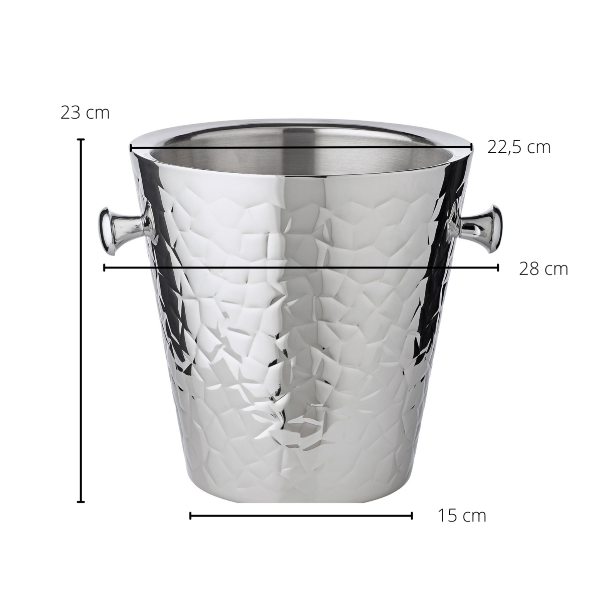 Champagnerkühler mit Griffen, Edelstahl – 23 cm