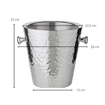 Champagnerkühler mit Griffen, Edelstahl – 23 cm